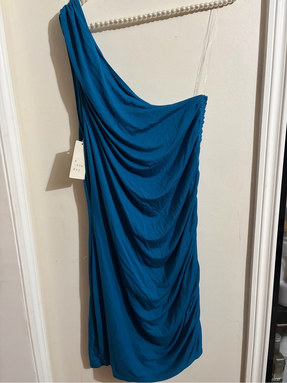 a new day One-Shoulder Teal Blue Draped Dress